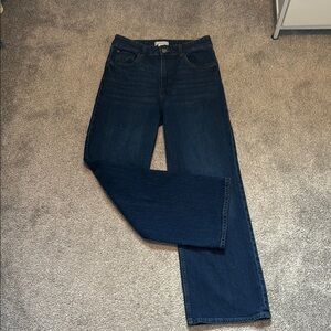 High Waist Wide Leg Dark Jeans
